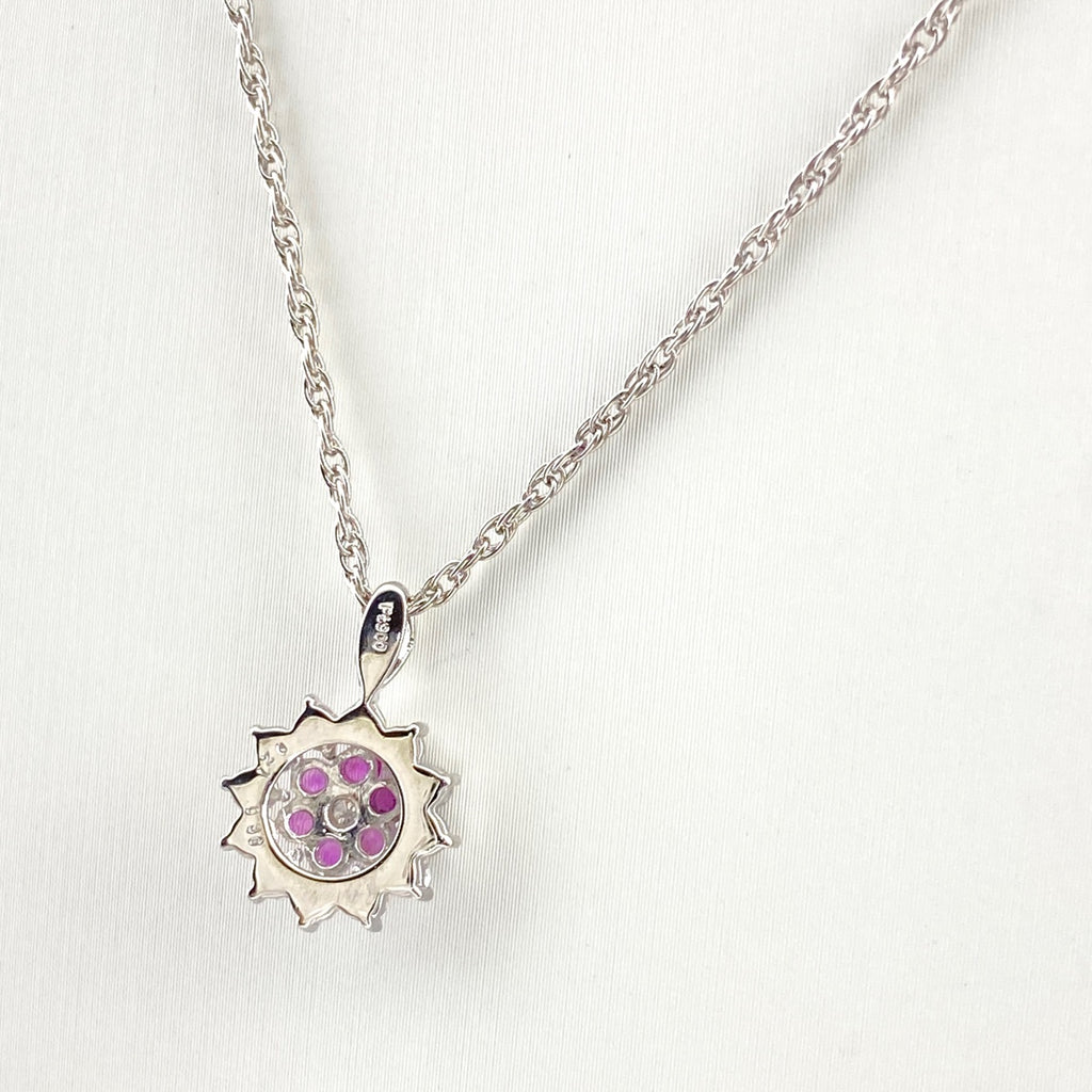 ピンクサファイア デザインネックレス プラチナ ペンダント メレダイヤ ネックレス Pt900 Pt850 ピンクサファイア レディース 【中古】nbjwl