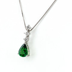 グリーングロッシュラーガーネット デザインネックレス プラチナ ペンダント メレダイヤ ダイヤモンド ネックレス Pt900 Pt850 グリーングロッシュラーガーネット レディース 【中古】nbjwl