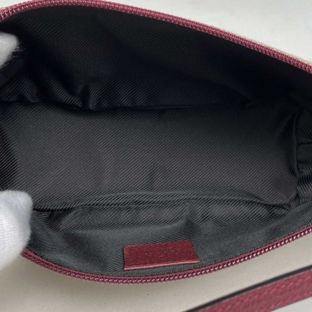 グッチ GG柄 ハンドバッグ アクセサリーポーチ ハンドバッグ GGキャンバス ベージュ レッド 07198 レディース 【中古】brbag
