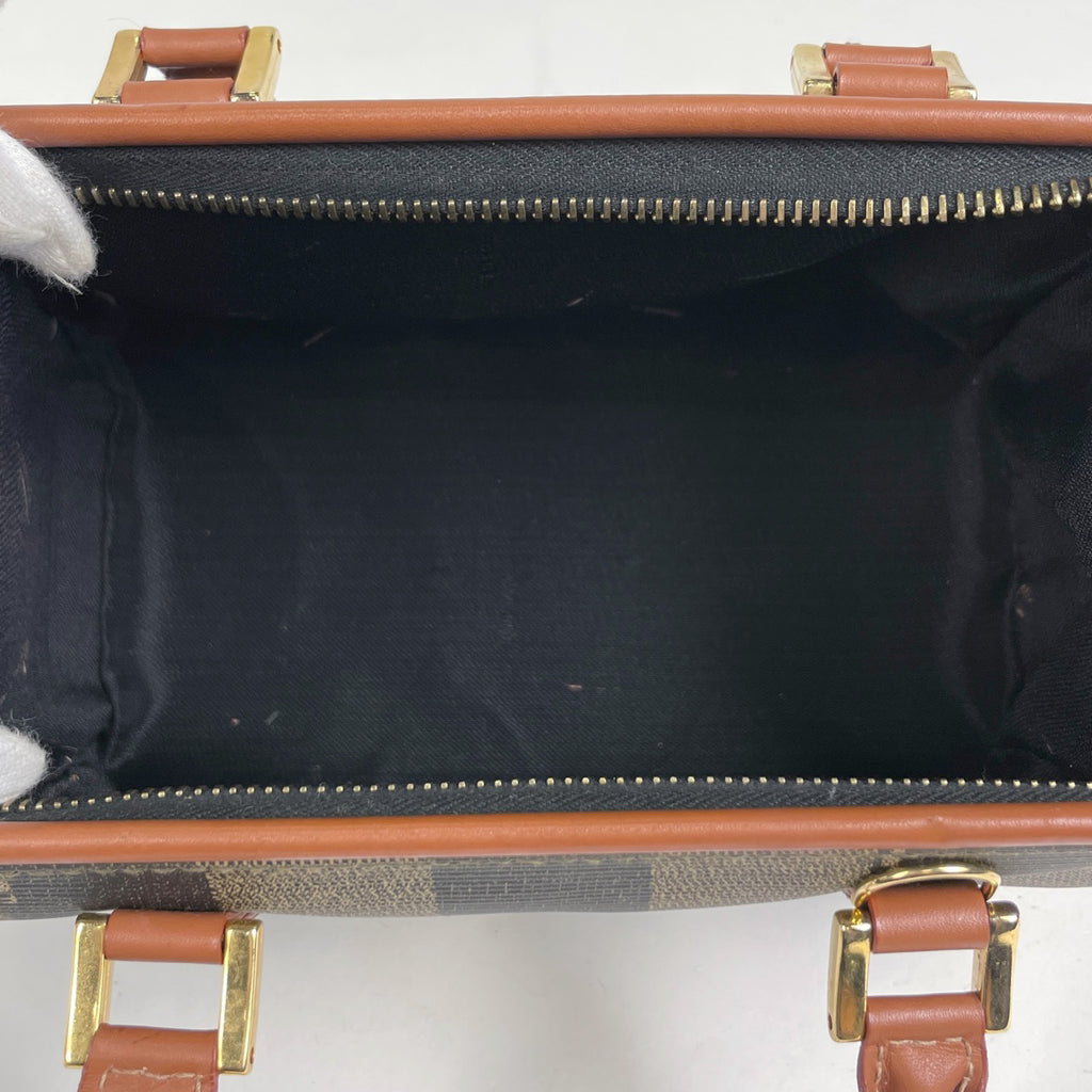 フェンディ ペカン柄 ハンドバッグ ミニボストン ハンドバッグ コーティングキャンバス ブラウン レディース 【中古】brbag