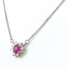 ルビー デザインネックレス プラチナ ペンダント メレダイヤ ネックレス Pt850 ルビー ダイヤモンド レディース 【中古】nbjwl
