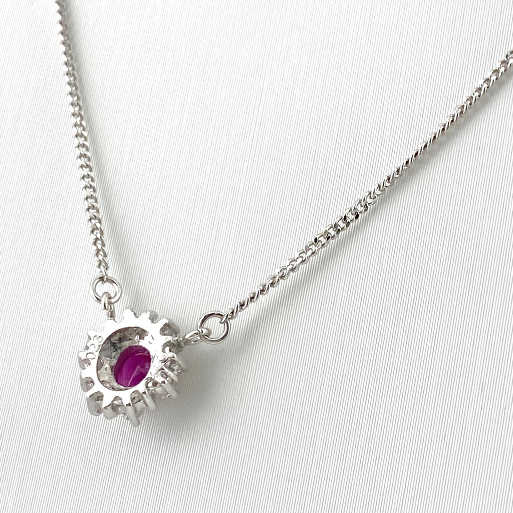 ルビー デザインネックレス プラチナ ペンダント メレダイヤ ネックレス Pt850 ルビー ダイヤモンド レディース 【中古】nbjwl