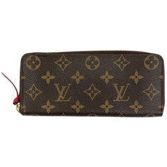 ルイ・ヴィトン ポルトフォイユ クレマンス 札入れ 小銭入れ ラウンドファスナー 長財布 モノグラム ブラウン フューシャ(ボルドー) M60742 レディース 【中古】brbag