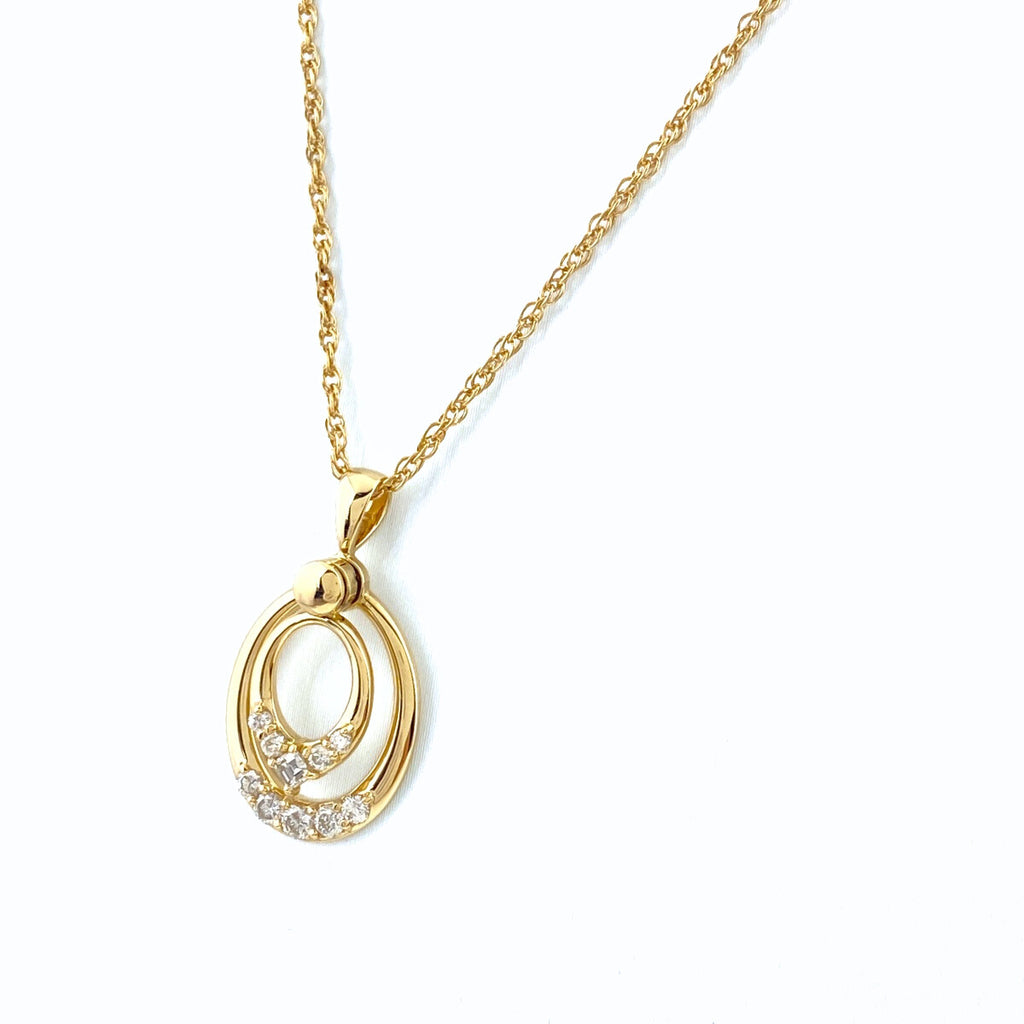 メレダイヤ デザインネックレス YG イエローゴールド ペンダント ネックレス K18 ダイヤモンド レディース 【中古】nbjwl