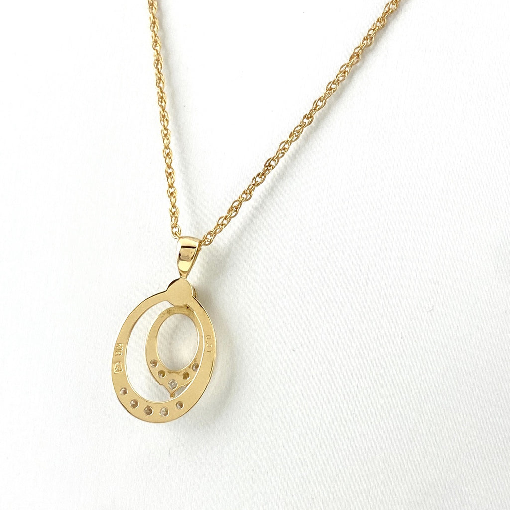 メレダイヤ デザインネックレス YG イエローゴールド ペンダント ネックレス K18 ダイヤモンド レディース 【中古】nbjwl