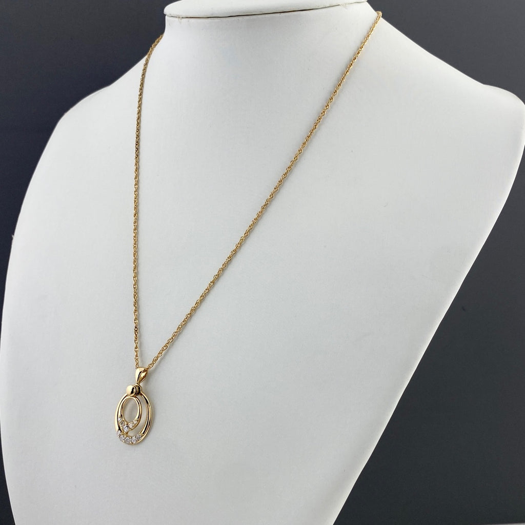 メレダイヤ デザインネックレス YG イエローゴールド ペンダント ネックレス K18 ダイヤモンド レディース 【中古】nbjwl