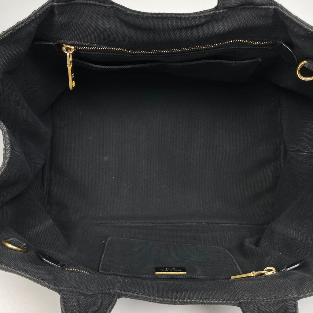 プラダ カナパ トート ビジュー スタッズ 2WAY ショルダーバッグ トートバッグ キャンバス ネロ(ブラック) B26420 レディース 【中古】brbag