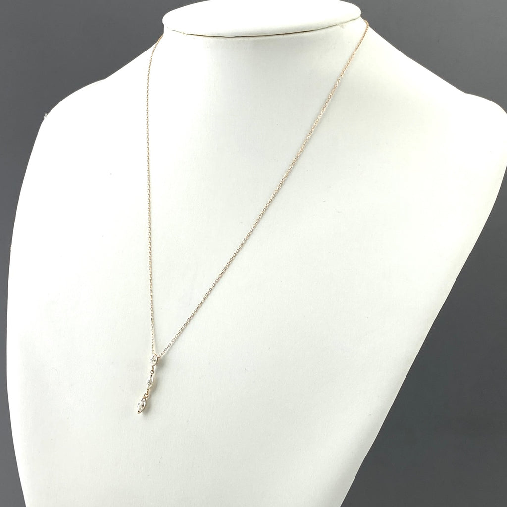 メレダイヤ デザインネックレス PG ピンクゴールド ペンダント ネックレス K18 ダイヤモンド レディース 【中古】nbjwl