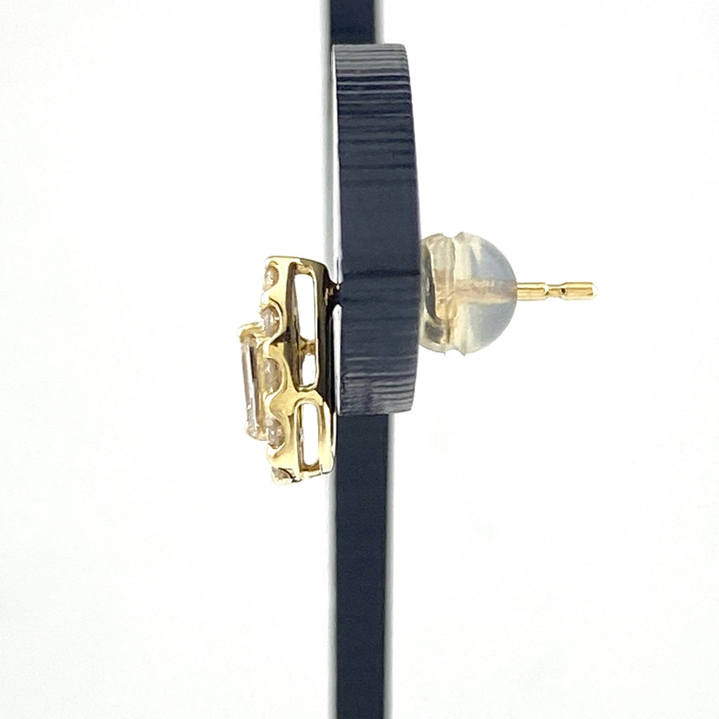 メレダイヤ デザインピアス YG イエローゴールド ピアス K18 ダイヤモンド レディース 【中古】nbjwl