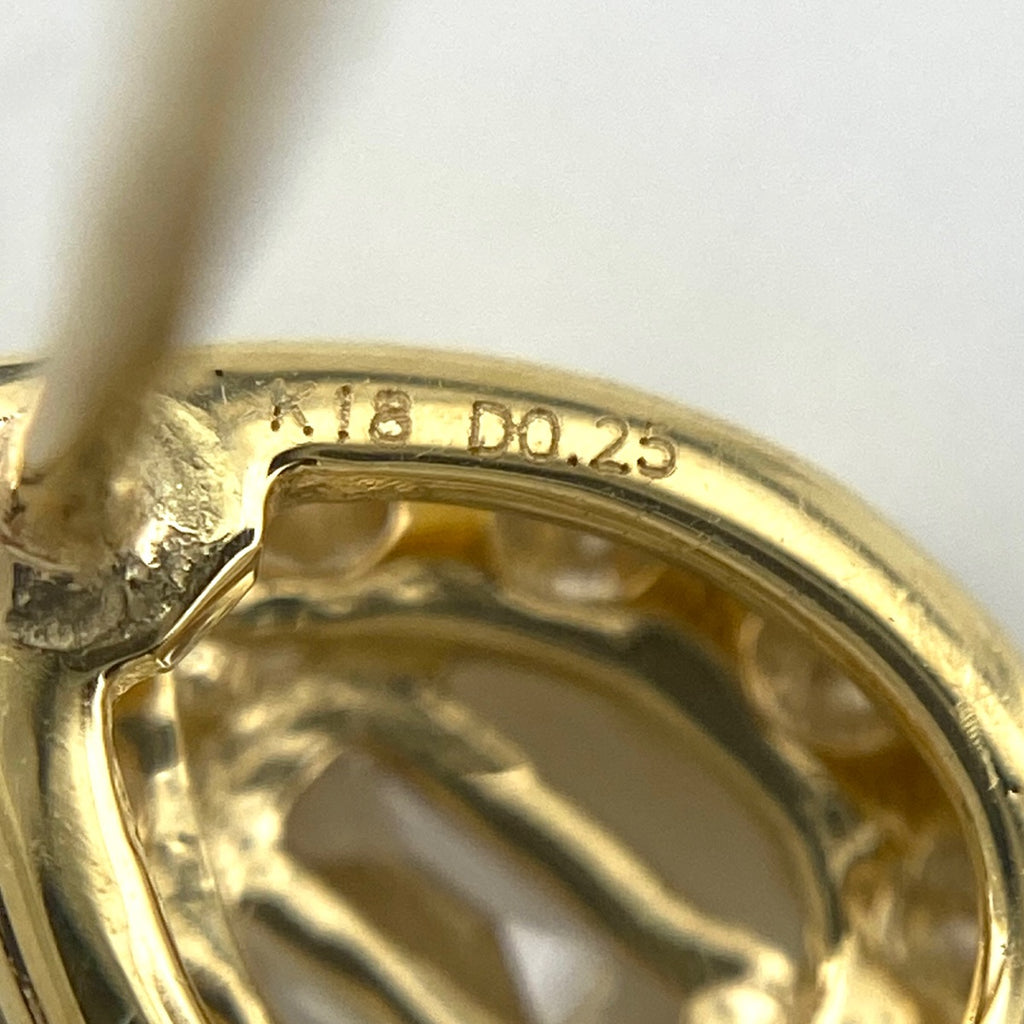 メレダイヤ デザインピアス YG イエローゴールド ピアス K18 ダイヤモンド レディース 【中古】nbjwl