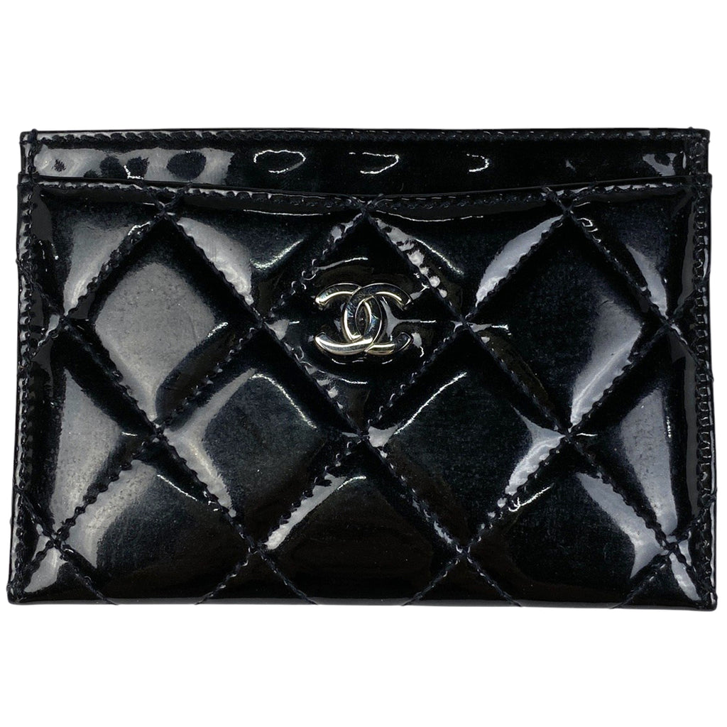 シャネル ココマーク カードケース エナメル マトラッセ カードケース パテントレザー ブラック レディース 【中古】brbag