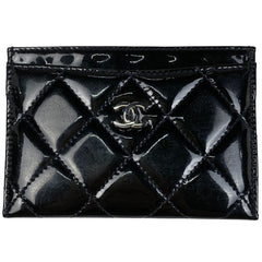シャネル ココマーク カードケース エナメル マトラッセ カードケース パテントレザー ブラック レディース 【中古】brbag