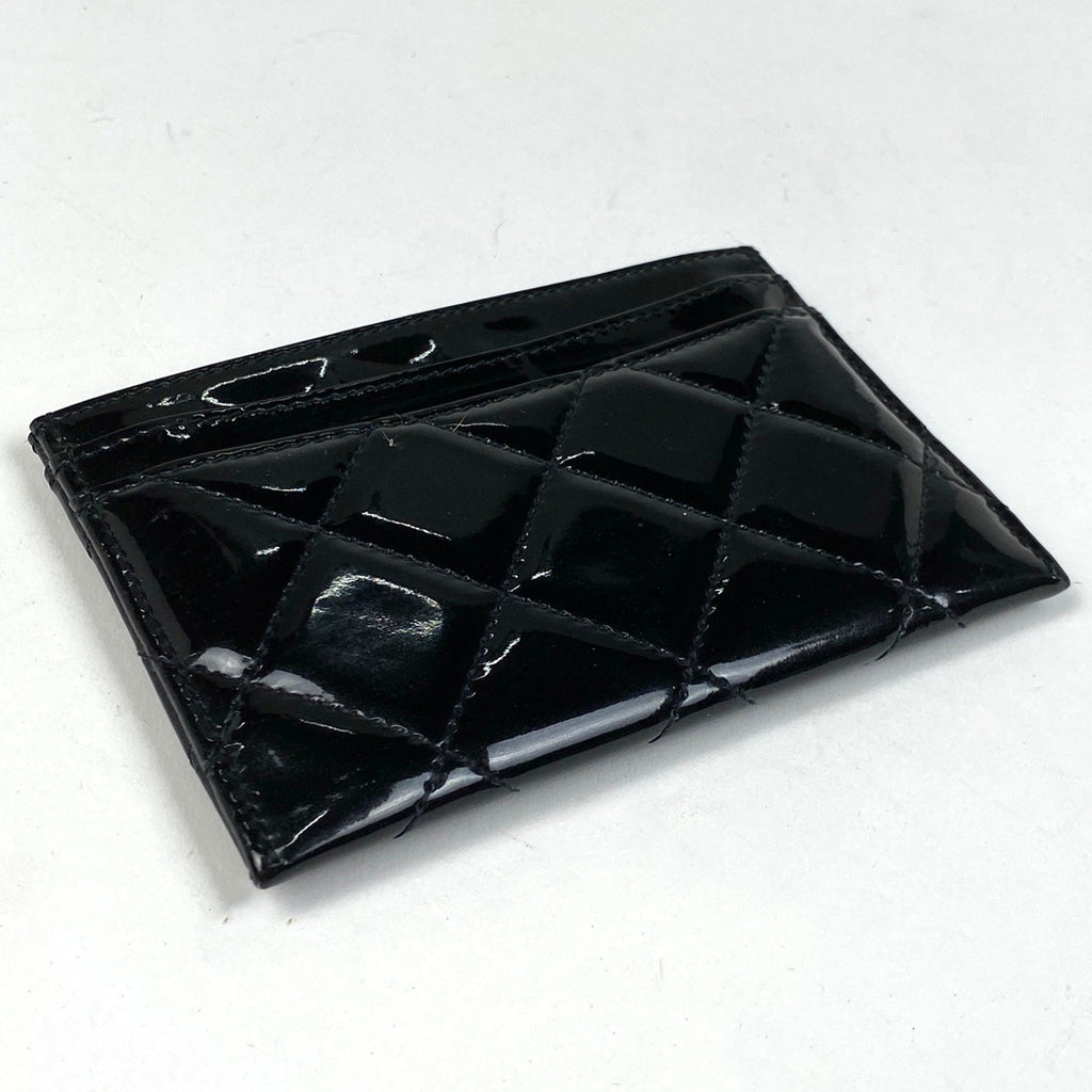 シャネル ココマーク カードケース エナメル マトラッセ カードケース パテントレザー ブラック レディース 【中古】brbag