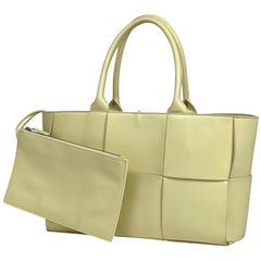 ボッテガヴェネタ マキシイントレチャート ハンドバッグ アルコ トートバッグ ハンドバッグ レザー イエロー レディース 【中古】brbag