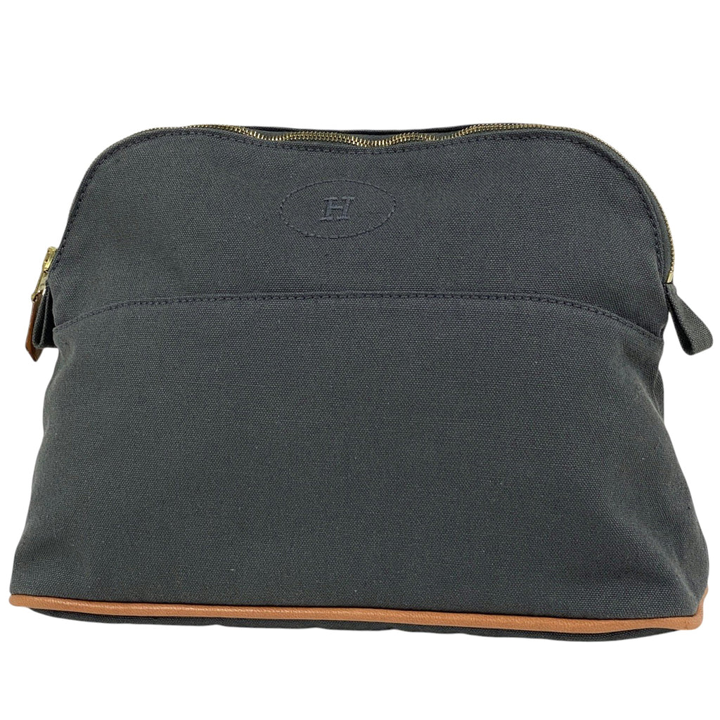エルメス ボリード ポーチ MM メイクポーチ 小物入れ Hロゴ 化粧ポーチ キャンバス グレー レディース 【中古】brbag