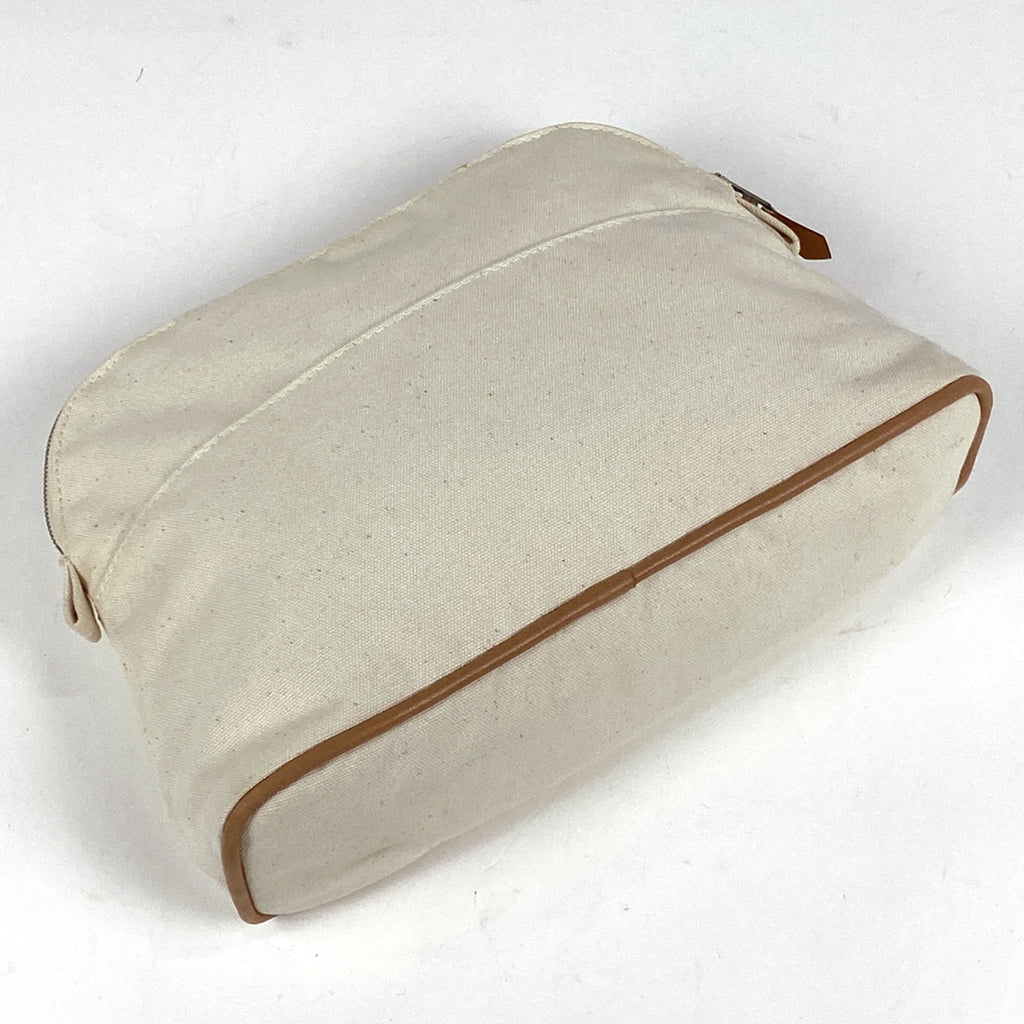 エルメス ボリード ポーチ MM メイクポーチ 小物入れ Hロゴ 化粧ポーチ キャンバス ホワイト レディース 【中古】brbag