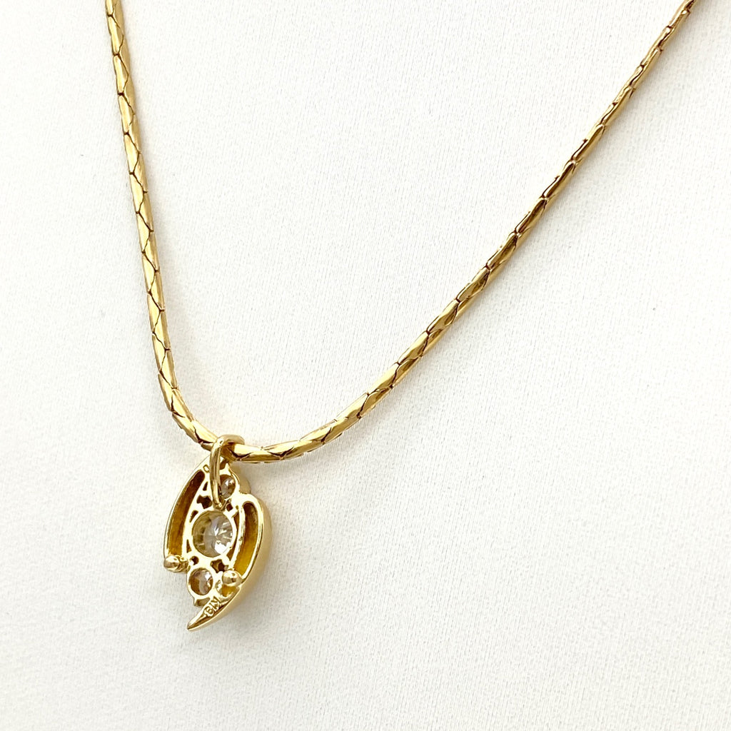 メレダイヤ デザインネックレス YG イエローゴールド ペンダント ネックレス K18 ダイヤモンド レディース 【中古】nbjwl