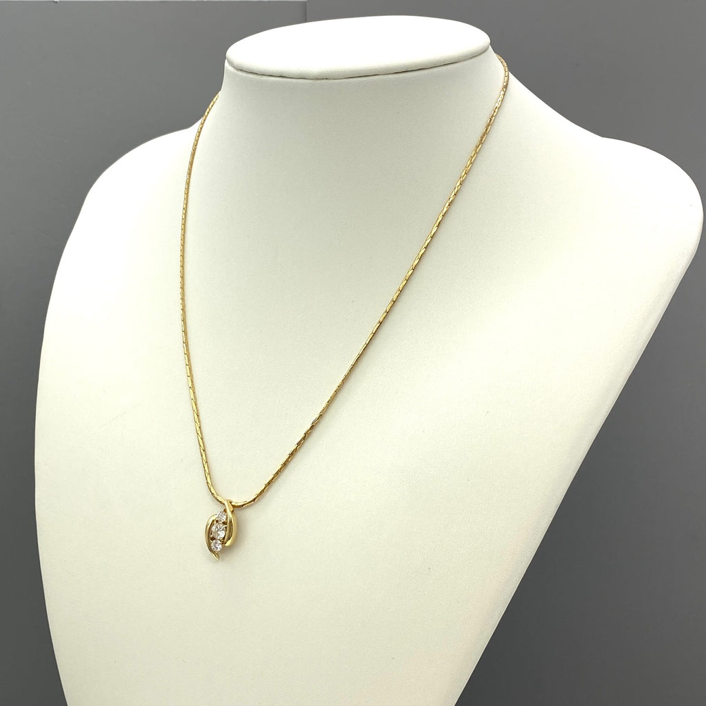 メレダイヤ デザインネックレス YG イエローゴールド ペンダント ネックレス K18 ダイヤモンド レディース 【中古】nbjwl