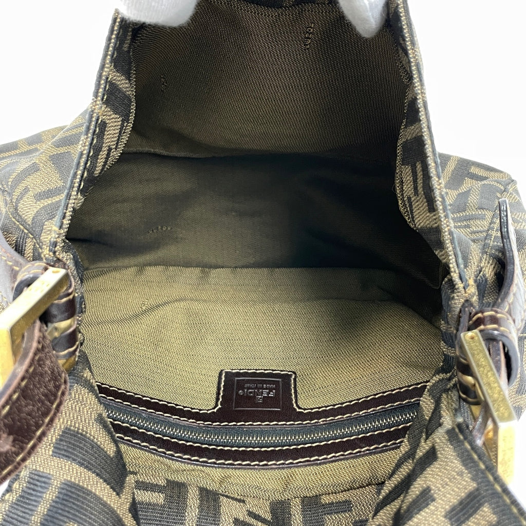 フェンディ ズッカ柄 ショルダーバッグ ハンドバッグ ワンショルダー マンマバゲット ショルダーバッグ キャンバス ブラウン レディース 【中古】brbag