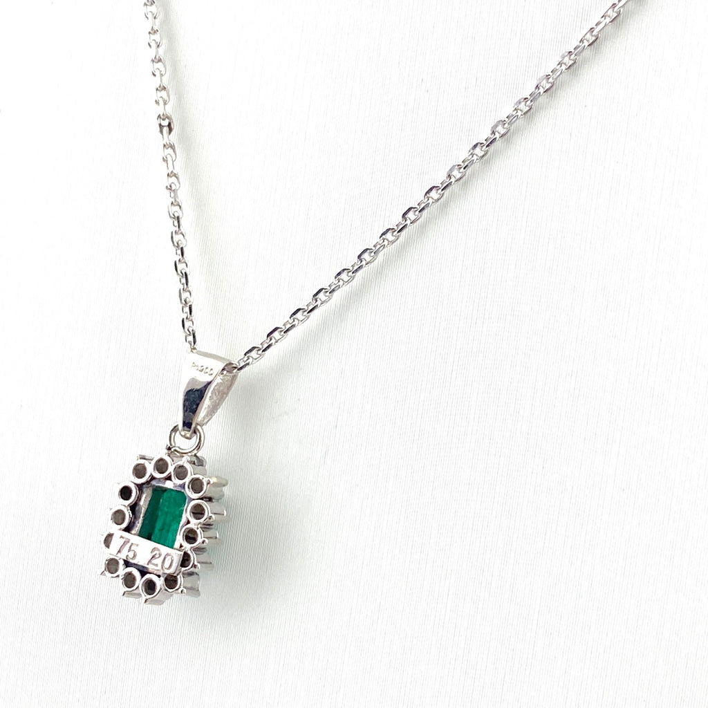 エメラルド デザインネックレス プラチナ メレダイヤ ネックレス Pt900 Pt850 エメラルド レディース 【中古】nbjwl