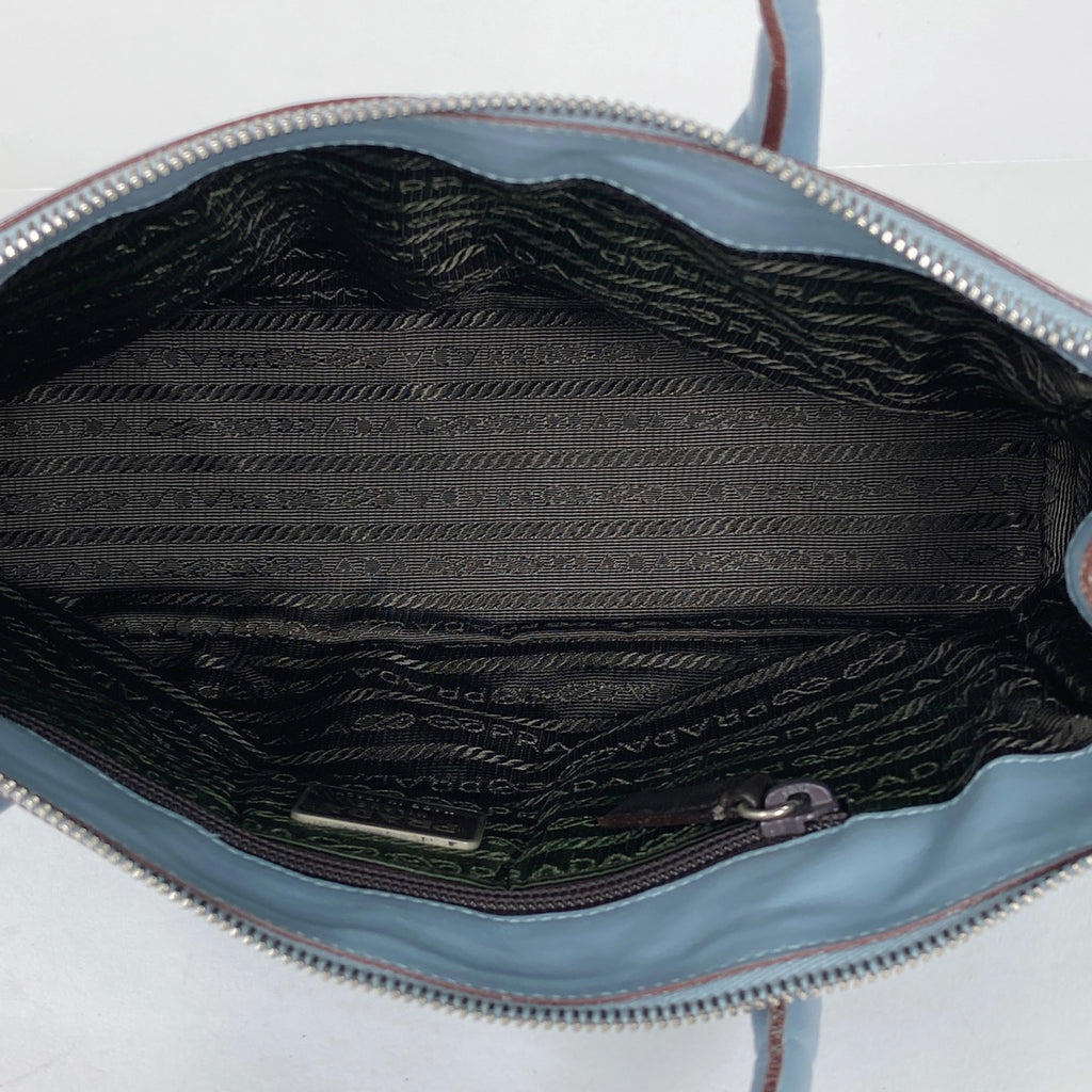 プラダ ロゴ ショルダーバッグ 肩掛け ショルダーバッグ レザー ライトブルー ブラウン レディース 【中古】brbag