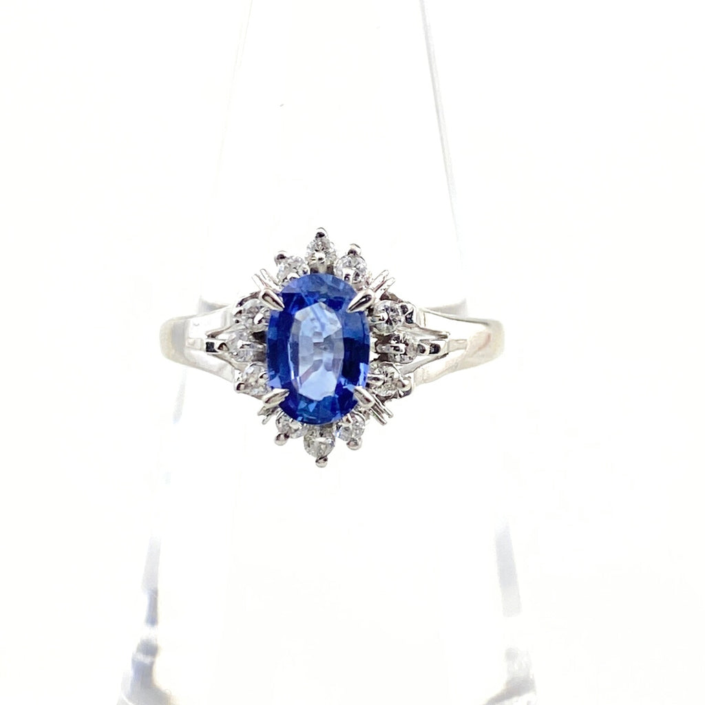 サファイア デザインリング プラチナ メレダイヤ 指輪 リング 12号 Pt900 サファイア ダイヤモンド レディース 【中古】nbjwl