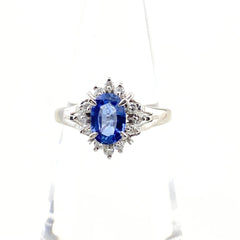 サファイア デザインリング プラチナ メレダイヤ 指輪 リング 12号 Pt900 サファイア ダイヤモンド レディース 【中古】nbjwl