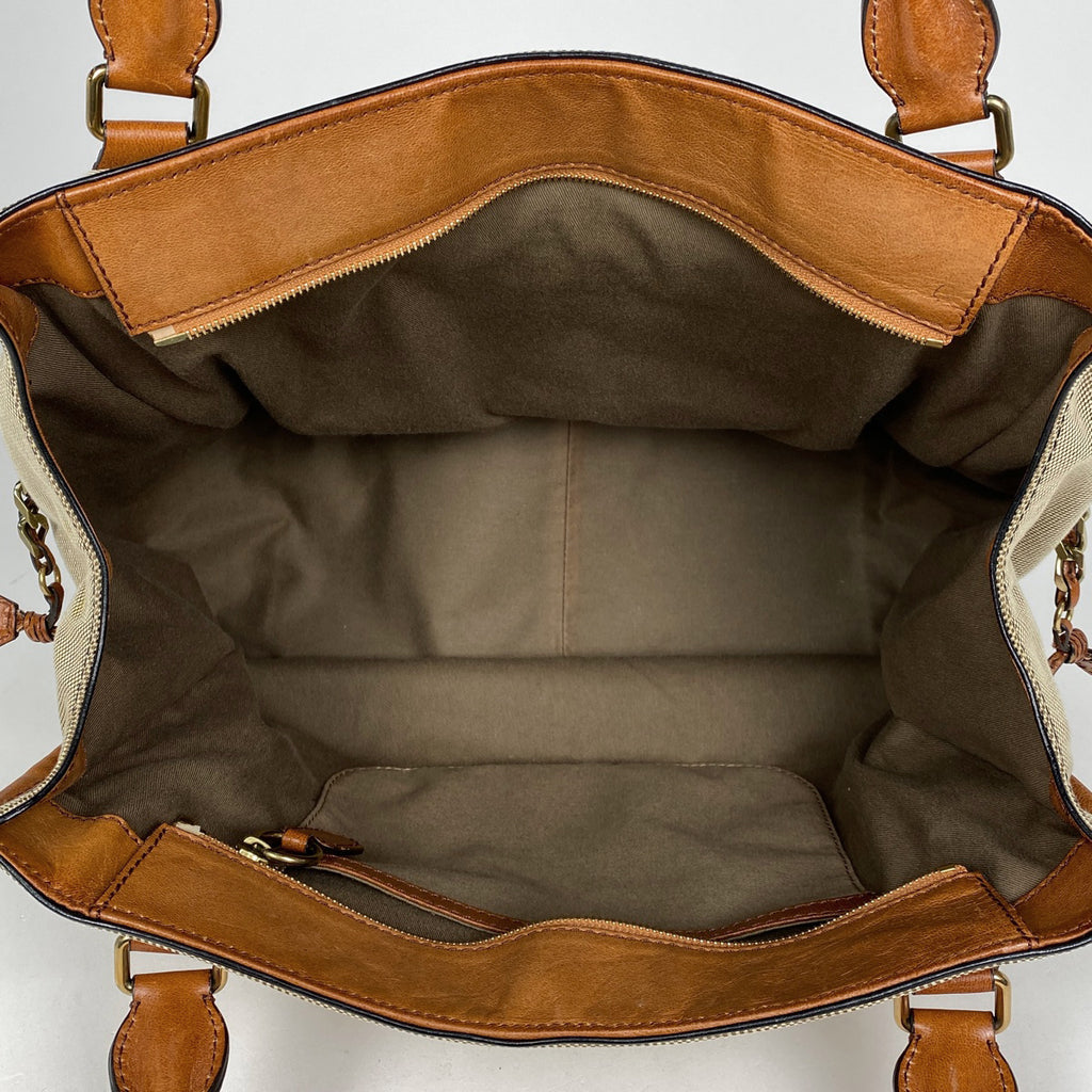 クロエ ロゴ トートバッグ ショルダーバッグ 肩掛け トートバッグ キャンバス ベージュ レディース 【中古】brbag