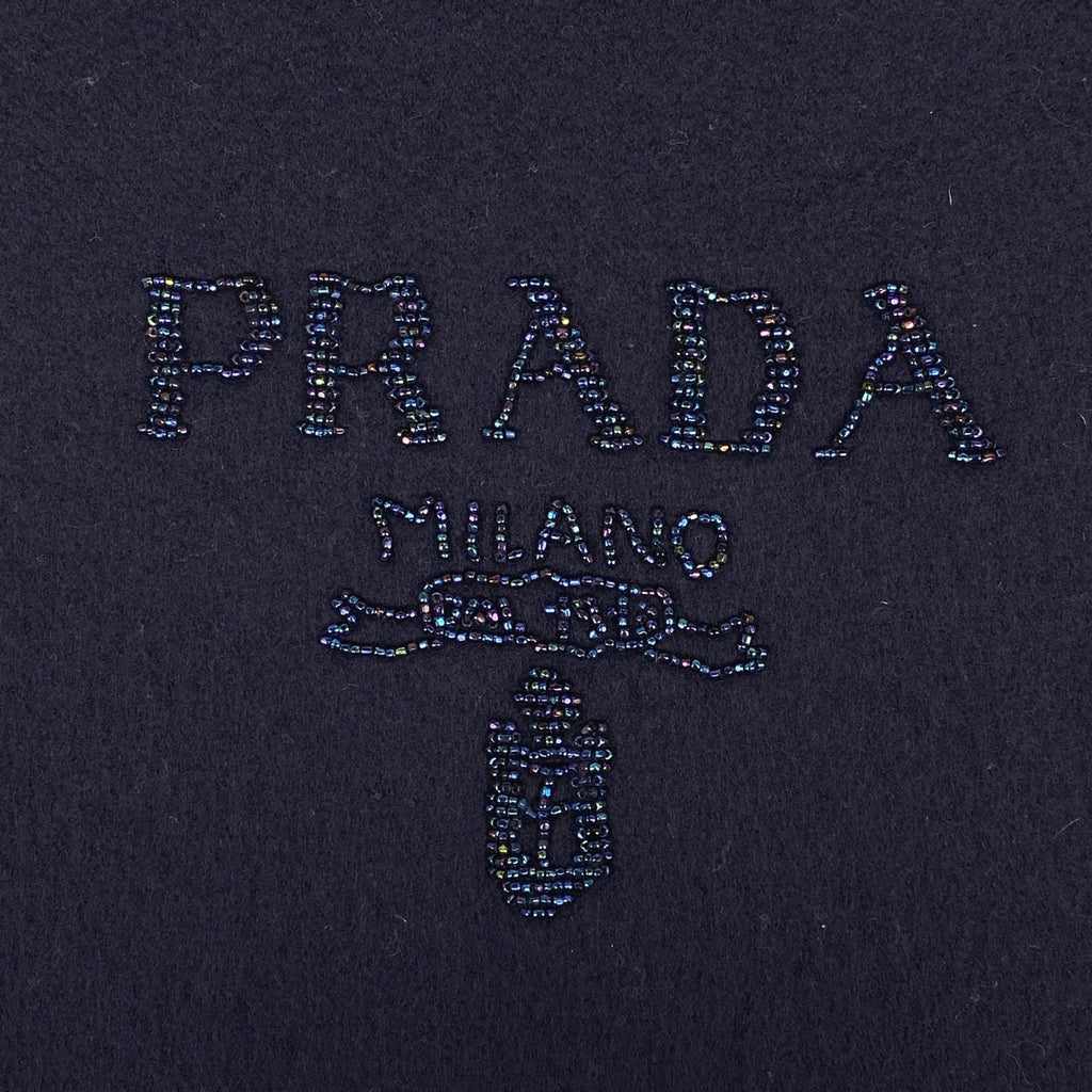 プラダ ロゴ ストール ビーズ マフラー ストール ウール レディース 【中古】brbag