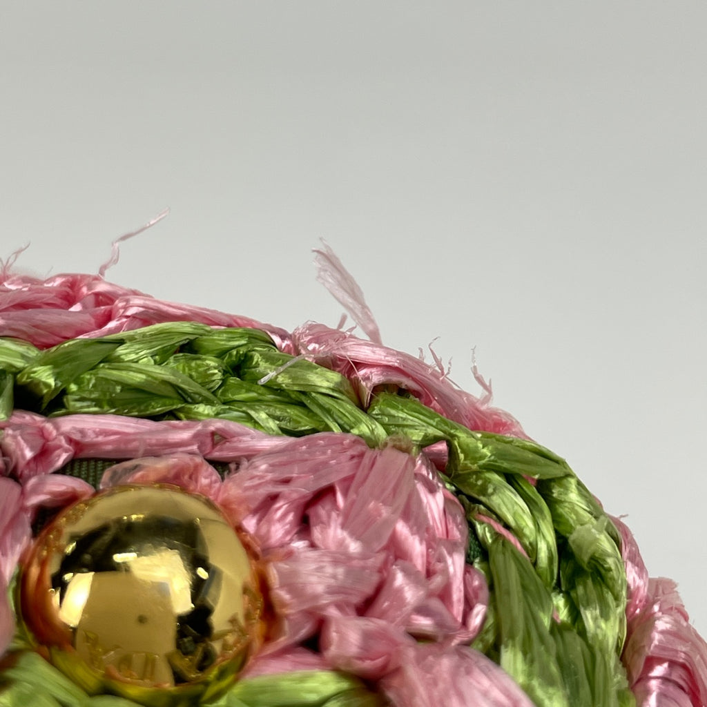 プラダ ロゴプレート トートバッグ ハンドバッグ かごバッグ トートバッグ ラフィア ピンク グリーン BN2303 レディース 【中古】brbag