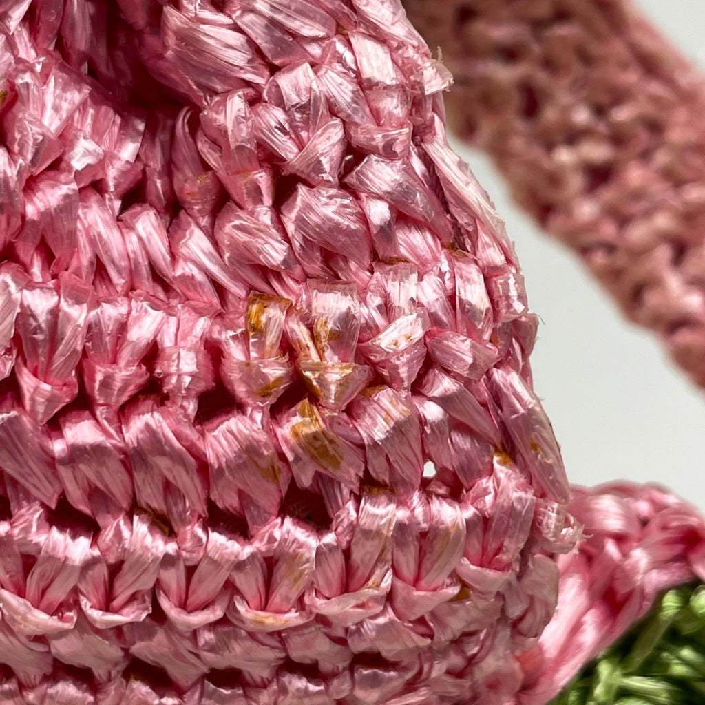 プラダ ロゴプレート トートバッグ ハンドバッグ かごバッグ トートバッグ ラフィア ピンク グリーン BN2303 レディース 【中古】brbag