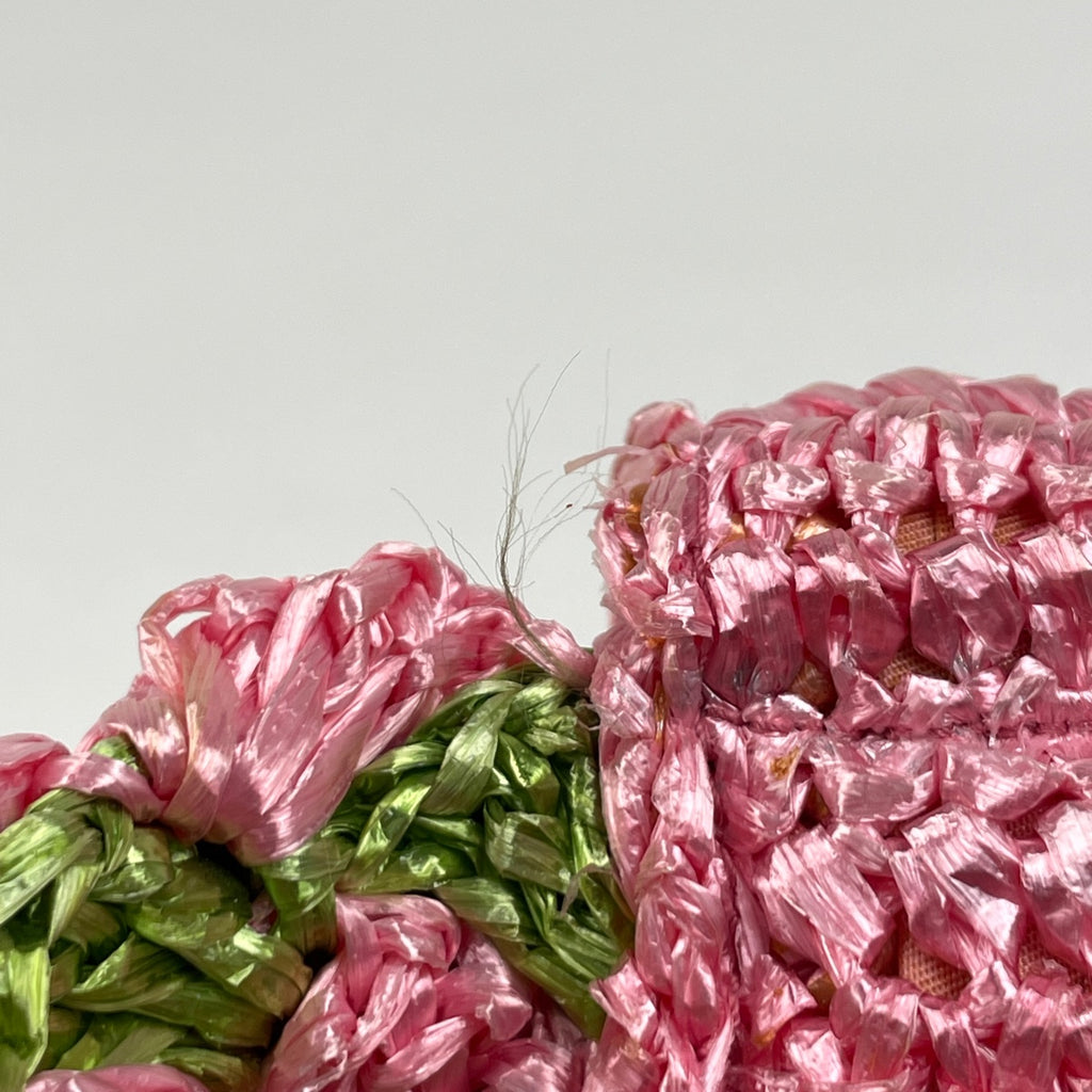 プラダ ロゴプレート トートバッグ ハンドバッグ かごバッグ トートバッグ ラフィア ピンク グリーン BN2303 レディース 【中古】brbag