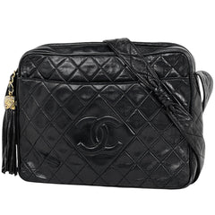 シャネル ココマーク フリンジ ショルダーバッグ タッセル マトラッセ ショルダーバッグ レザー ブラック レディース 【中古】brbag