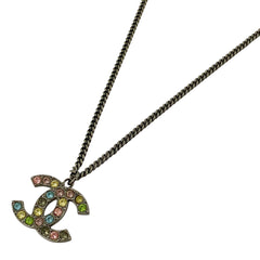 シャネル ココマーク ネックレス CC カラーストーン ネックレス シルバーメッキ シルバー レディース 【中古】bracc