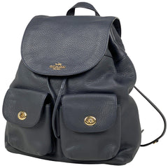 コーチ ロゴ リュックサック バックパック デイパック リュック レザー ネイビー F37410 レディース 【中古】brbag
