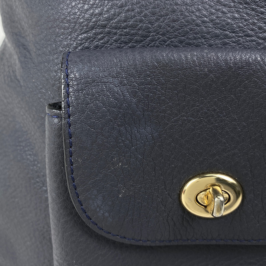 コーチ ロゴ リュックサック バックパック デイパック リュック レザー ネイビー F37410 レディース 【中古】brbag