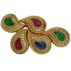 クリスチャンディオール カラーストーン ブローチ ドロップ ブローチ GP ラインストーン ゴールド レディース 【中古】bracc