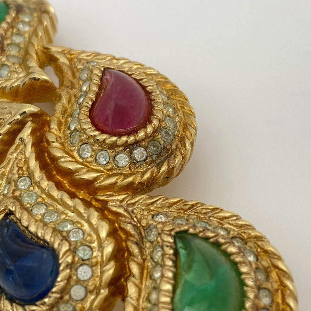 クリスチャンディオール カラーストーン ブローチ ドロップ ブローチ GP ラインストーン ゴールド レディース 【中古】bracc