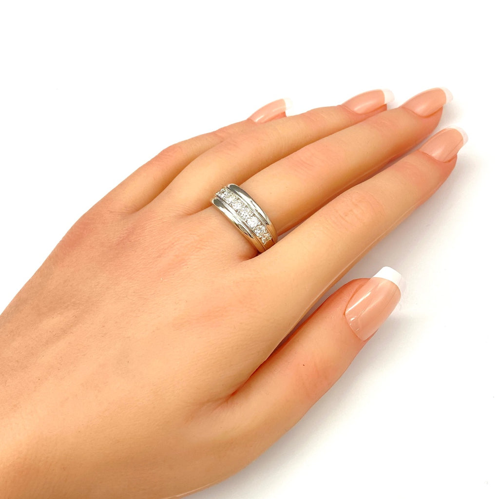 メレダイヤ デザインリング プラチナ 指輪 リング 16.5号 Pt900 ダイヤモンド レディース 【中古】nbjwl