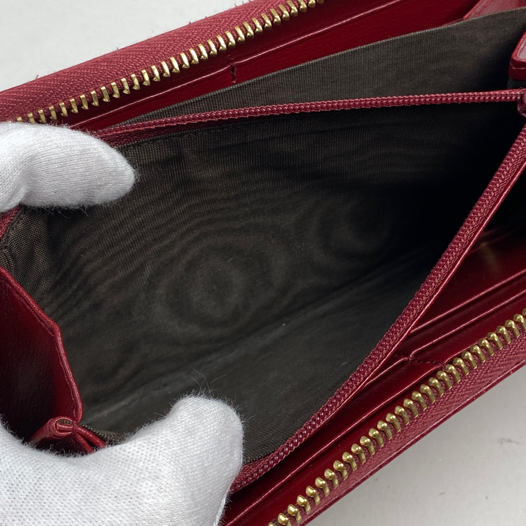 グッチ GGロゴ ラウンドファスナー 長財布 長財布 レザー レッド 598543 レディース 【中古】brbag