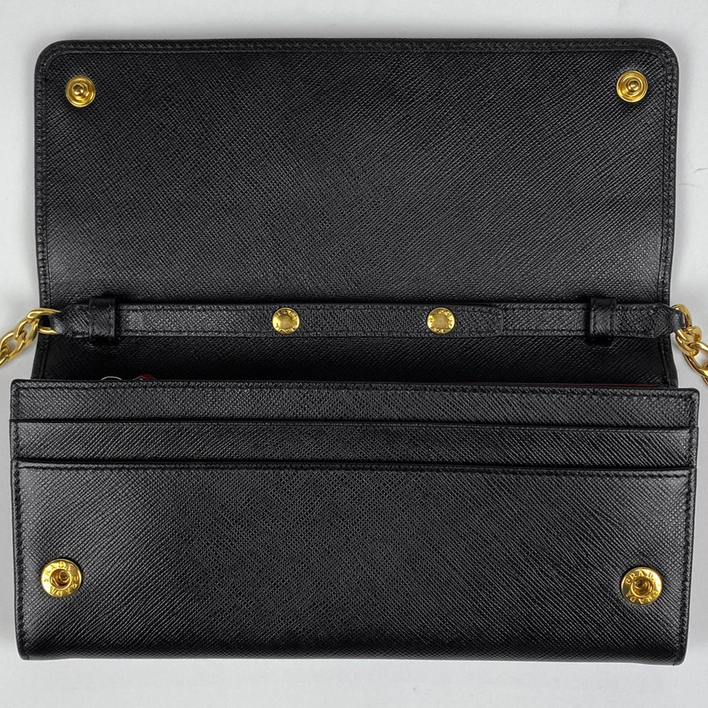 プラダ ロゴ チェーン ウォレット 長財布 チェーンウォレット レザー ネロ(ブラック) 1BP290 レディース 【中古】brbag