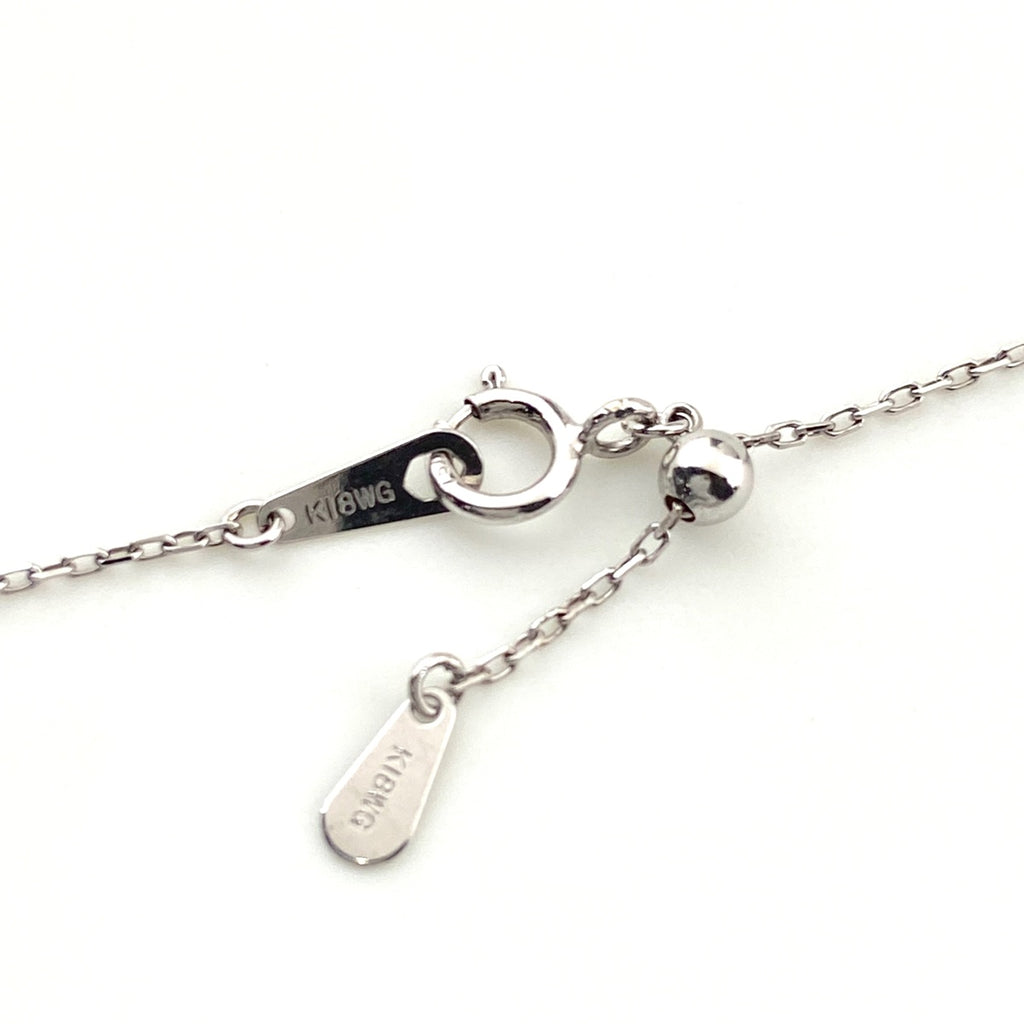 リボンモチーフ デザインネックレス WG ホワイトゴールド ペンダント ネックレス K18 WG ダイヤモンド レディース 【中古】nbjwl