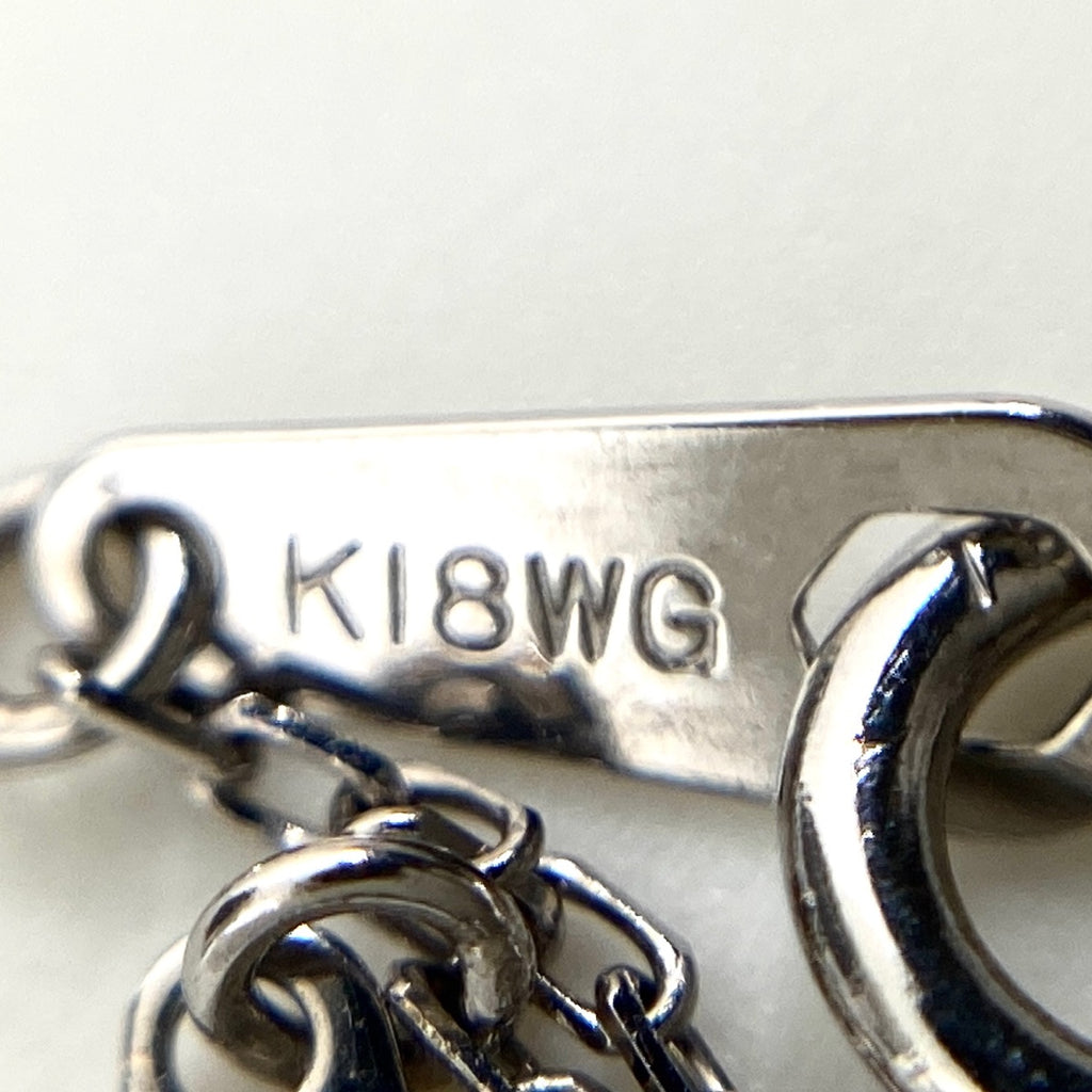 リボンモチーフ デザインネックレス WG ホワイトゴールド ペンダント ネックレス K18 WG ダイヤモンド レディース 【中古】nbjwl