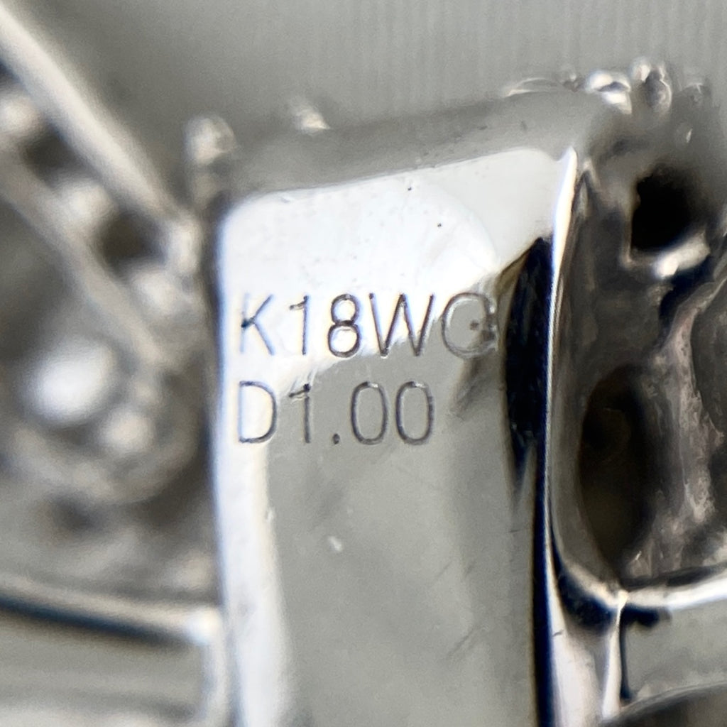 リボンモチーフ デザインネックレス WG ホワイトゴールド ペンダント ネックレス K18 WG ダイヤモンド レディース 【中古】nbjwl