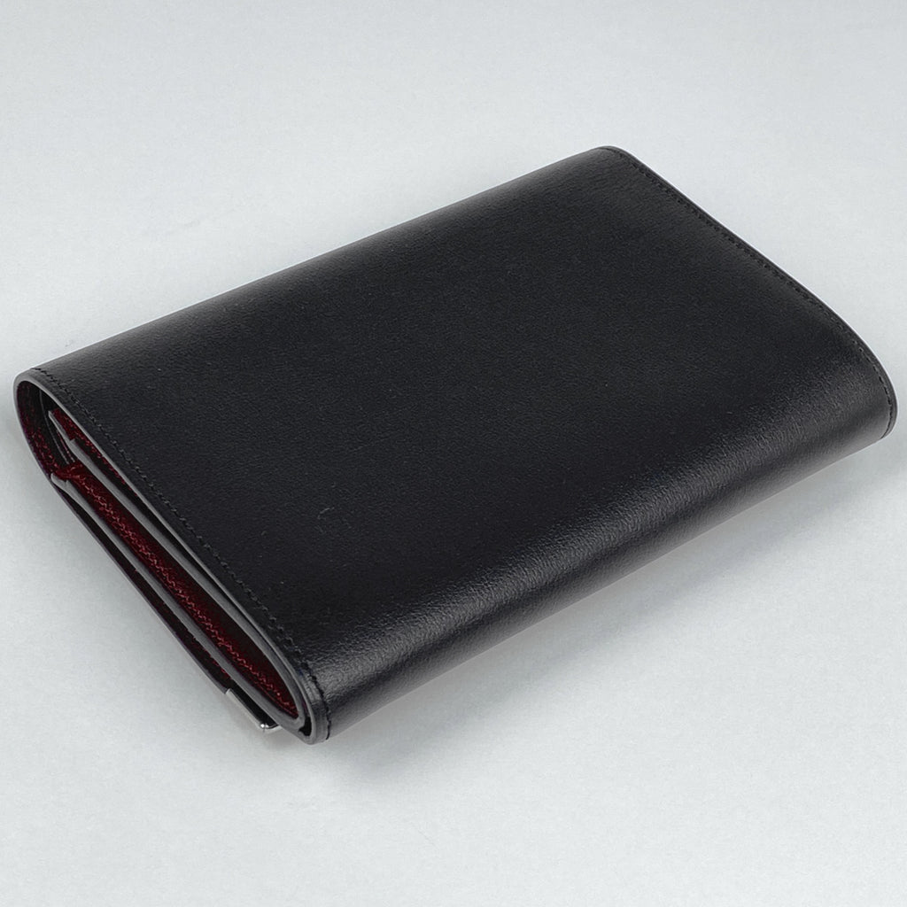 カルティエ マストライン 二つ折り財布 がま口 二つ折り財布 レザー ブラック レディース 【中古】brbag