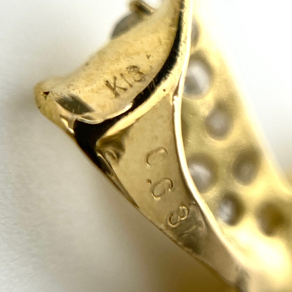 リボンモチーフ ペンダントトップ YG イエローゴールド メレダイヤ ペンダントトップ K18 ダイヤモンド レディース 【中古】nbjwl