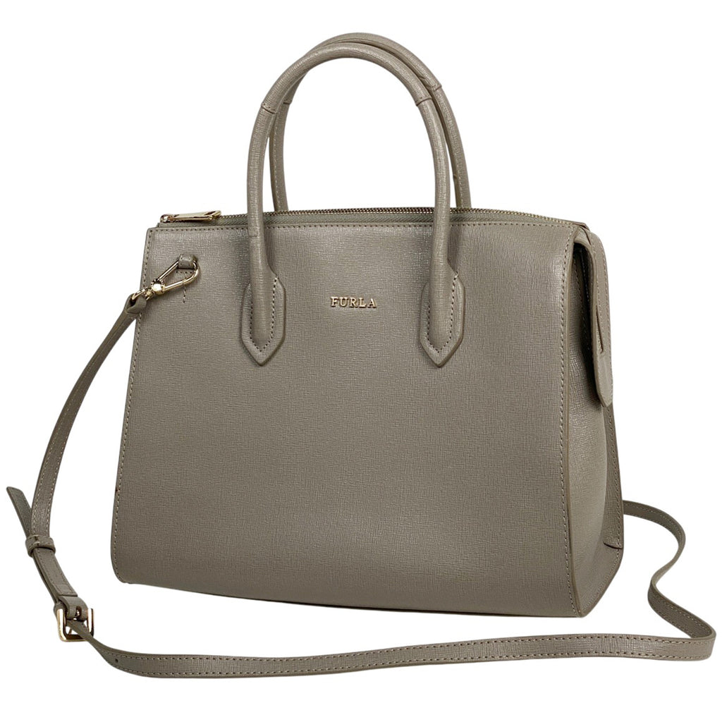 フルラ ロゴ ハンドバッグ 2WAY ショルダーバッグ ハンドバッグ レザー グレージュ レディース 【中古】brbag