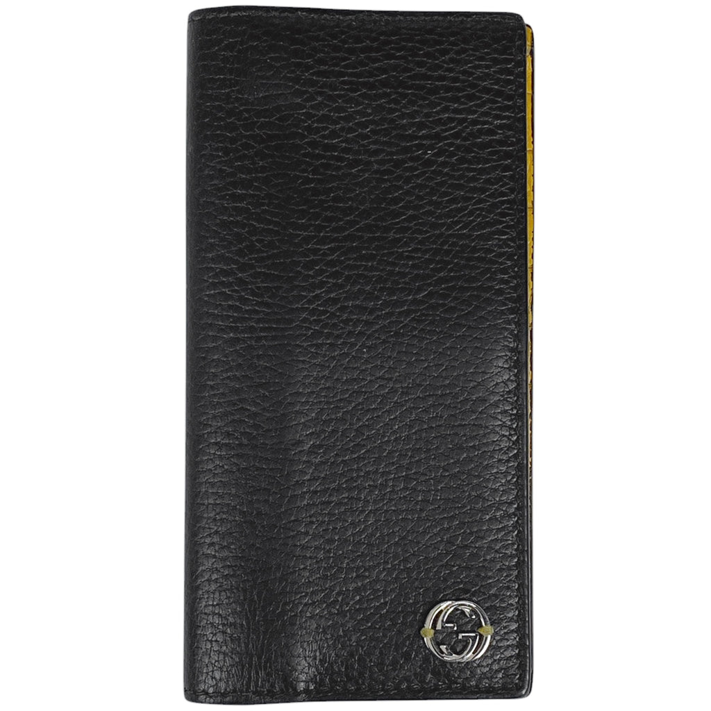 グッチ インターロッキングG 長財布 二つ折り 長財布 レザー ブラック 610467 メンズ 【中古】brbag