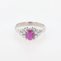 ルビー デザインリング プラチナ 指輪 メレダイヤ リング 11号 Pt900 ルビー ダイヤモンド レディース 【中古】nbjwl