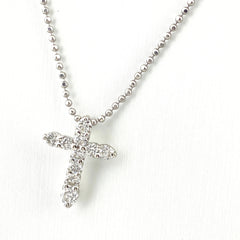 クロスモチーフ デザインネックレス プラチナ ペンダント 十字架 メレダイヤ ネックレス Pt900 Pt850 ダイヤモンド レディース 【中古】nbjwl